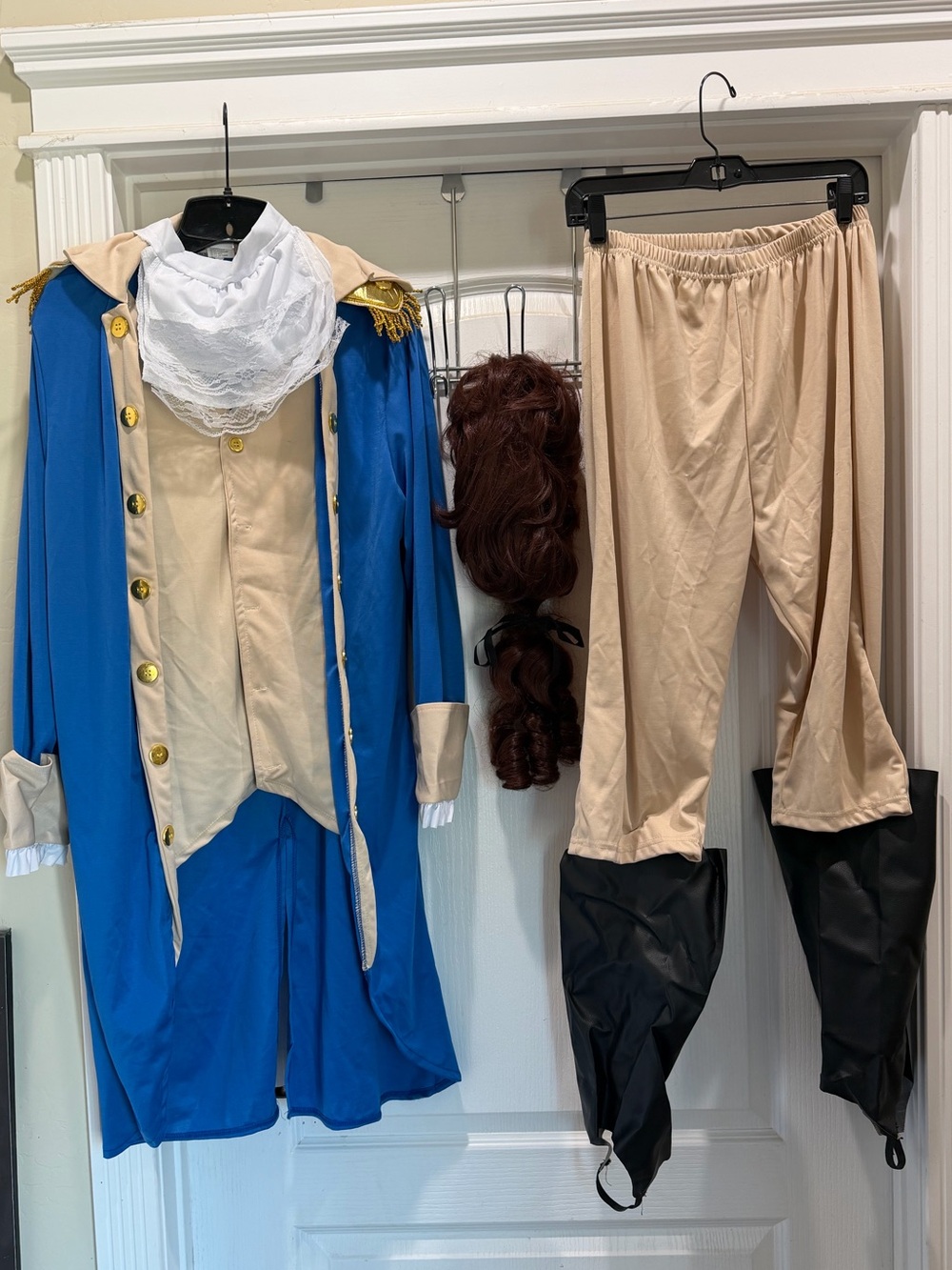Hamilton George Washington Blue Beige Prince Theater Costume Black Boot Covers
